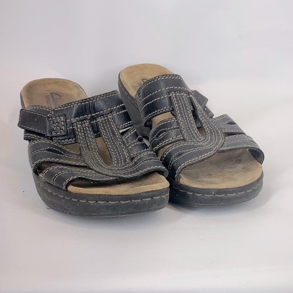 Clarks Bendables Slip On Brown Heeled Sandal 10